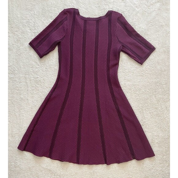 Dressbarn Sweater Knitted Dress Women Size PM Petite M Purple Geometric - Picture 7 of 11